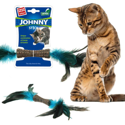 GIGWI JOHNNY STICK CATNIP 2 SIDE BLUE/GREY/BROWN1