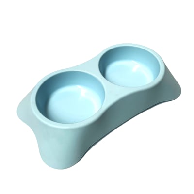 PLATO COMEDERO PLASTICO DOBLE PARA MASCOTAS