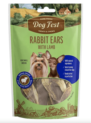 DOG FEST OREJAS DE CONEJO CON CORDERO 55GR
