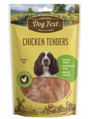 DOG FEST TIRAS DE POLLO 90GR1
