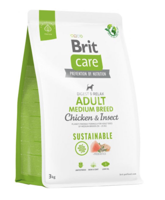 BRIT CARE PERRO ADULTO POLLO CON INSECTO MEDIUM BREED 3KG