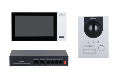 Kit IP Video Portero + Monitor + Switch Poe Dahua DHI-KTP01L(S)1