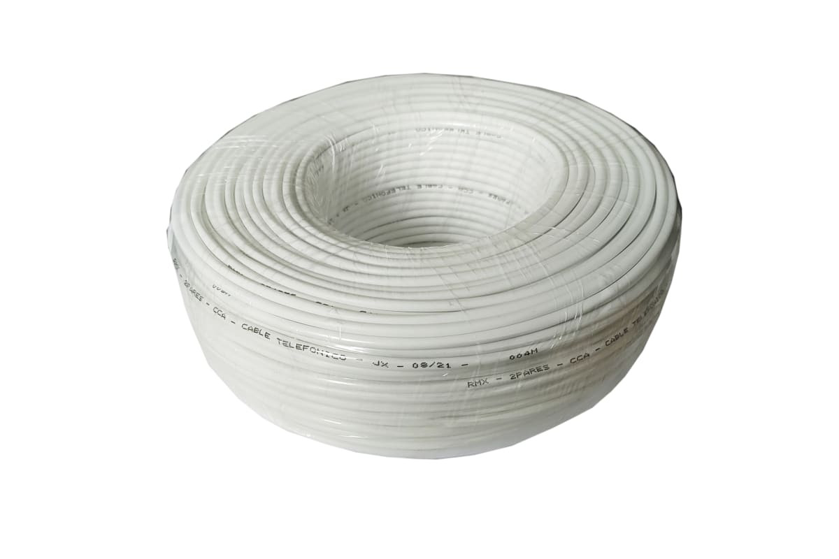 CABLE PIN 4 HILOS UNIFILAR BLANCO ALEACIÓN (CCA) 100MTS  0