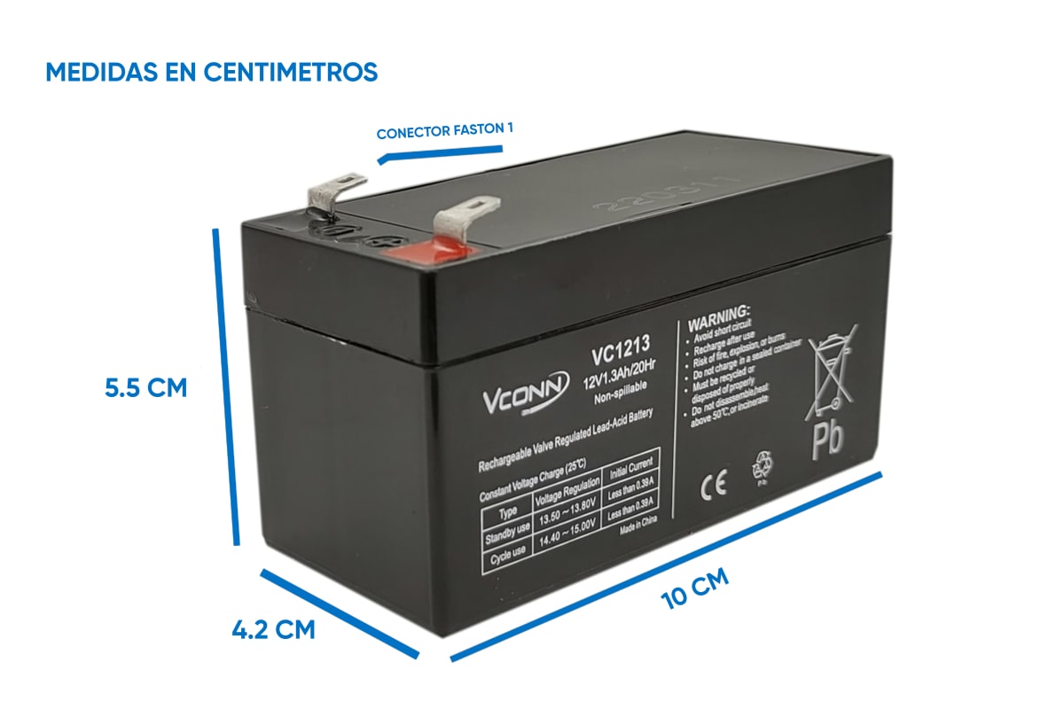 BATERÍA 12 VOLTIOS 1.3 AMPERES VC1213 VCONN 2