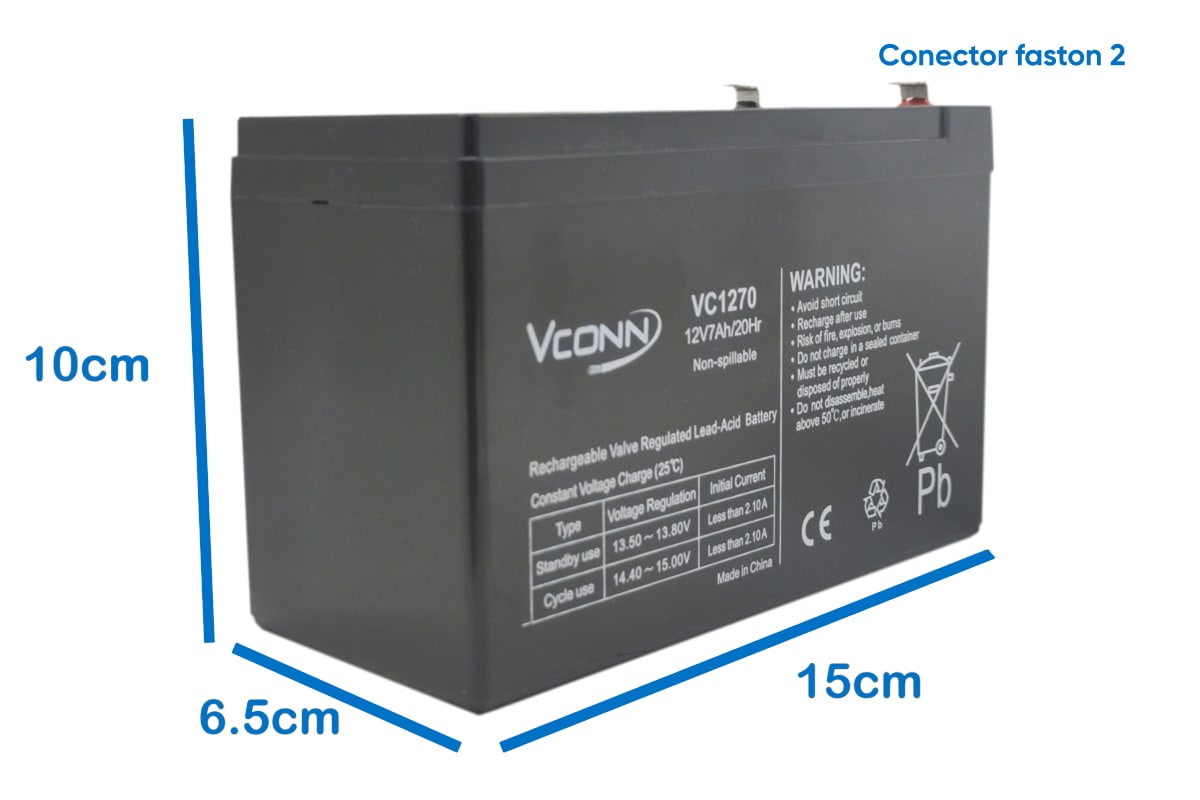BATERÍA 12 VOLTIOS 7 AMPERES UL VC1270 VCONN2