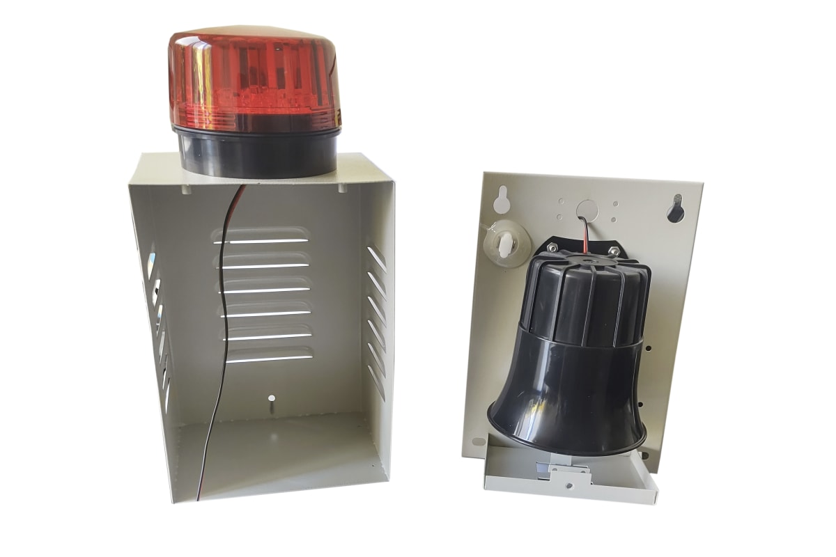 SIRENA 20W /BALIZA ROJA LED /TAMPER /GABINETE METÁLICO VCONN3