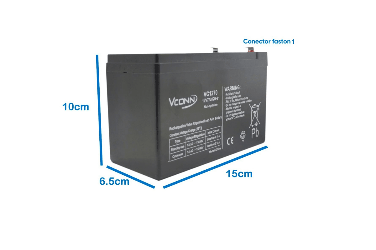 BATERÍA 12 VOLTIOS 7 AMPERES UL VC1270 VCONN2