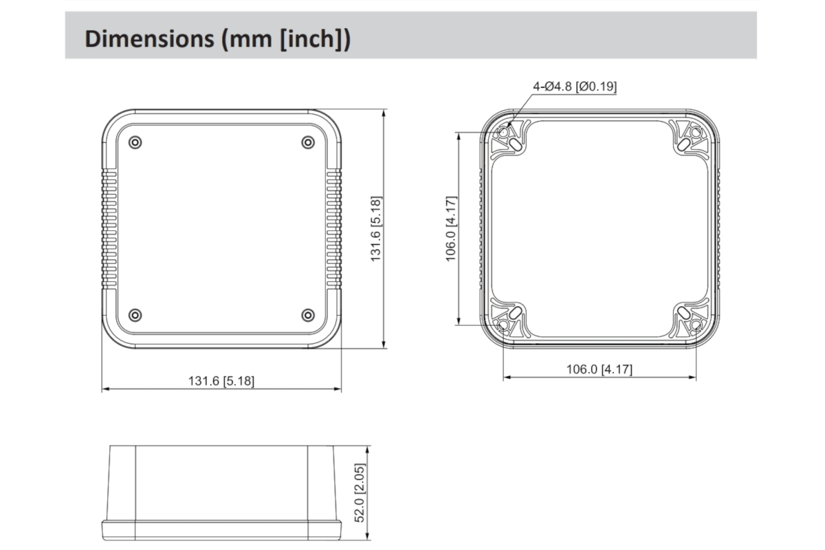 CAJA PLASTICA DE CONEXIONES  DAHUA DH-PFA12C 130X130X52 MM2