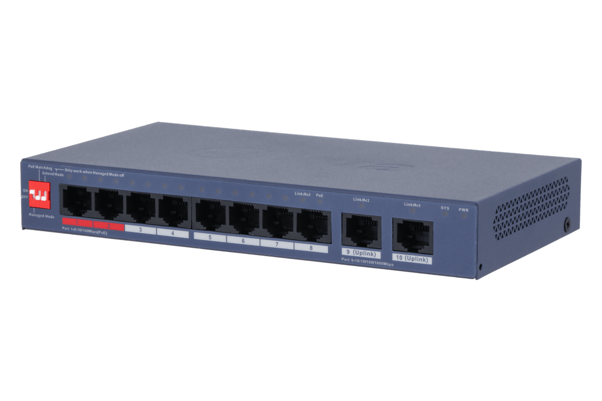 SWITCH POE DAHUA 10 PUERTOS//8 POE DH-CS4010-8ET2GT-1102