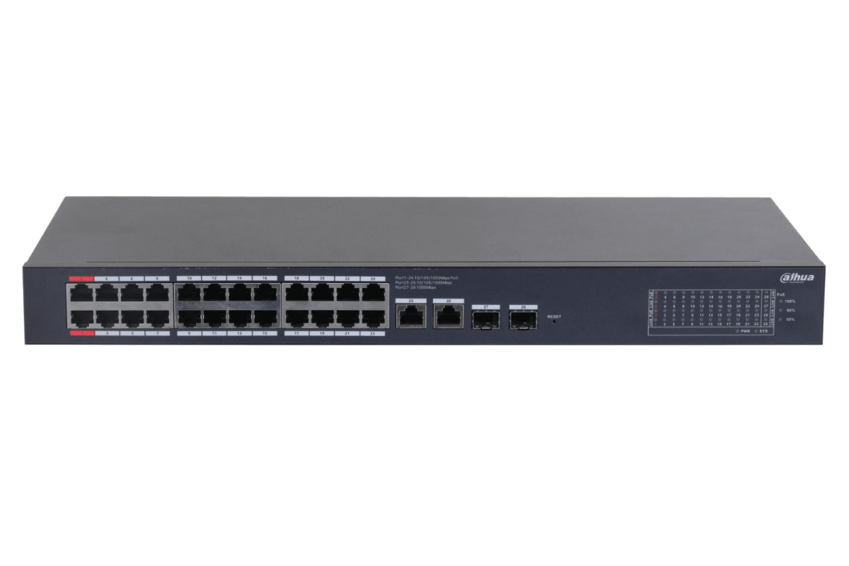 Switch Poe Dahua 28-Port/24-Poe  DH-CS4228-24GT-240 Gigabit 0