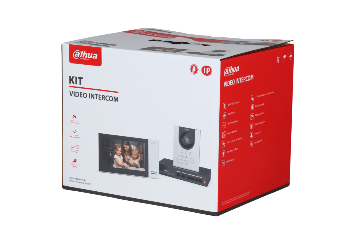 Kit IP Video Portero + Monitor + Switch Poe Dahua DHI-KTP01L(S)4