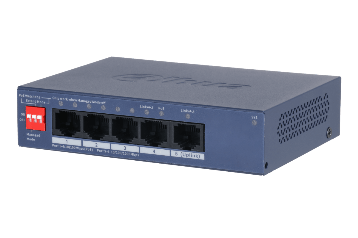 SWITCH DAHUA 5 PUERTOS // 4 POE DH-CS4005-4ET1GT-362