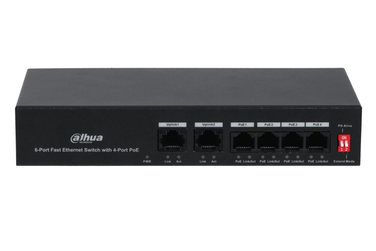 SWITCH  DAHUA 6 PUERTOS // 4 POE DAHUA DH-PFS3006-4ET-36 0