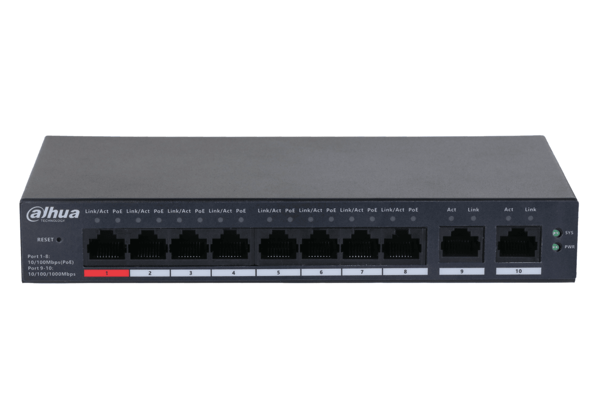 SWITCH POE 10 PUERTOS // 8 POE DAHUA DH-CS4010-8ET-110 0