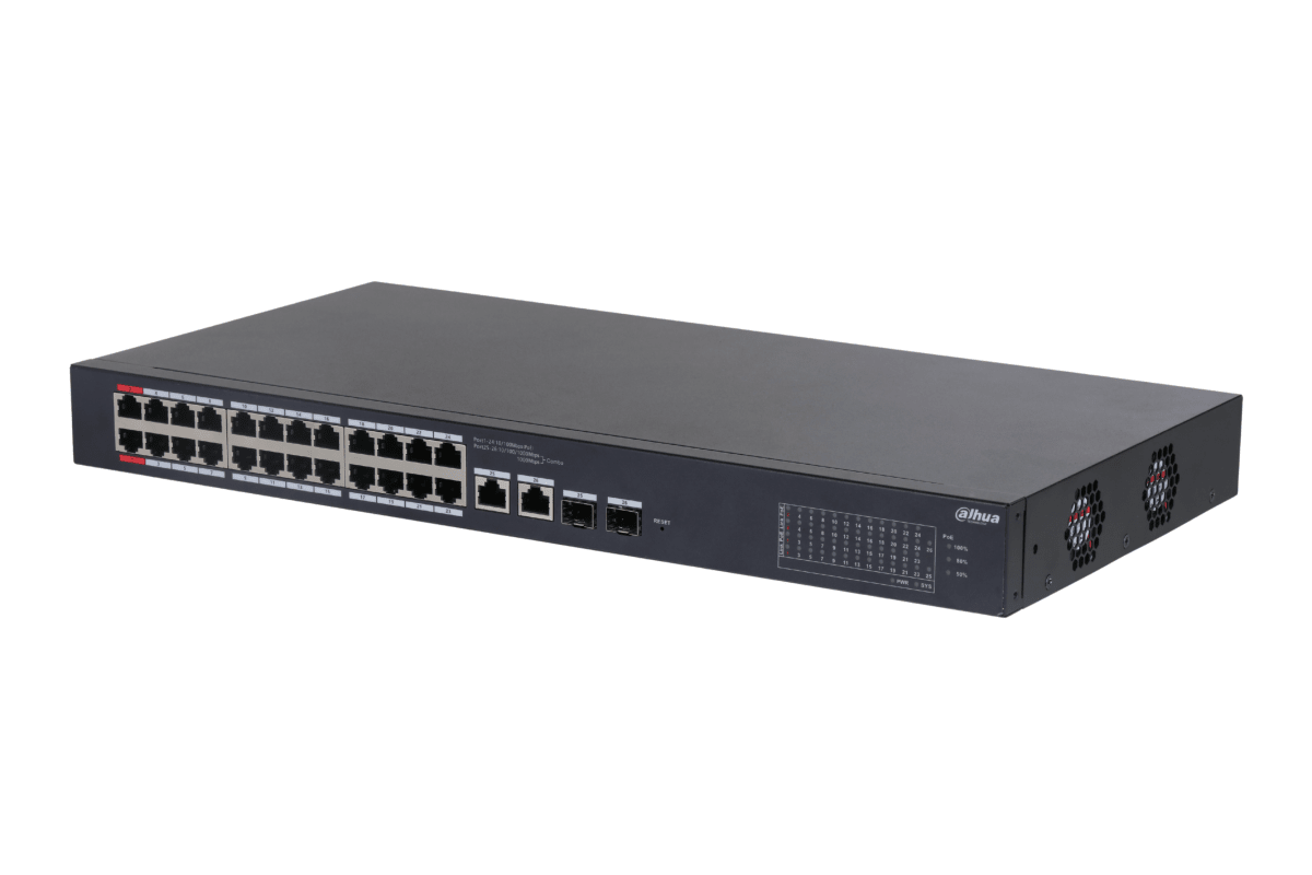 Switch Poe Dahua 24-Port PoE + 2-Port SFP + 2-Port Uplink DH-CS4226-24ET-3752
