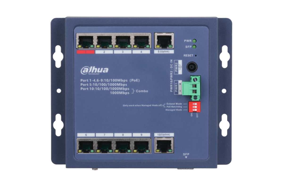 Switch Poe Dahua Reforzado 8-Port PoE + 2-Port Uplink DH-CHS4110-8ET-90-F 0