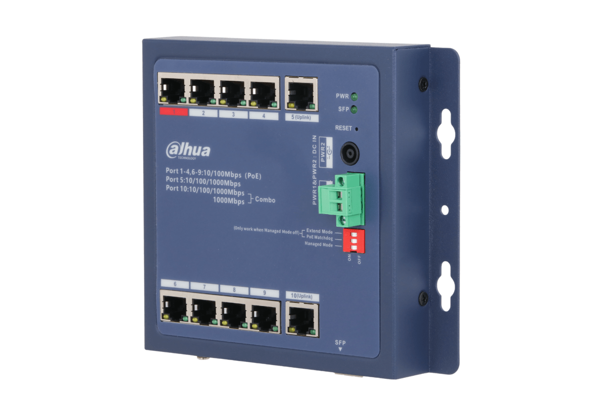 Switch Poe Dahua Reforzado 8-Port PoE + 2-Port Uplink DH-CHS4110-8ET-90-F2