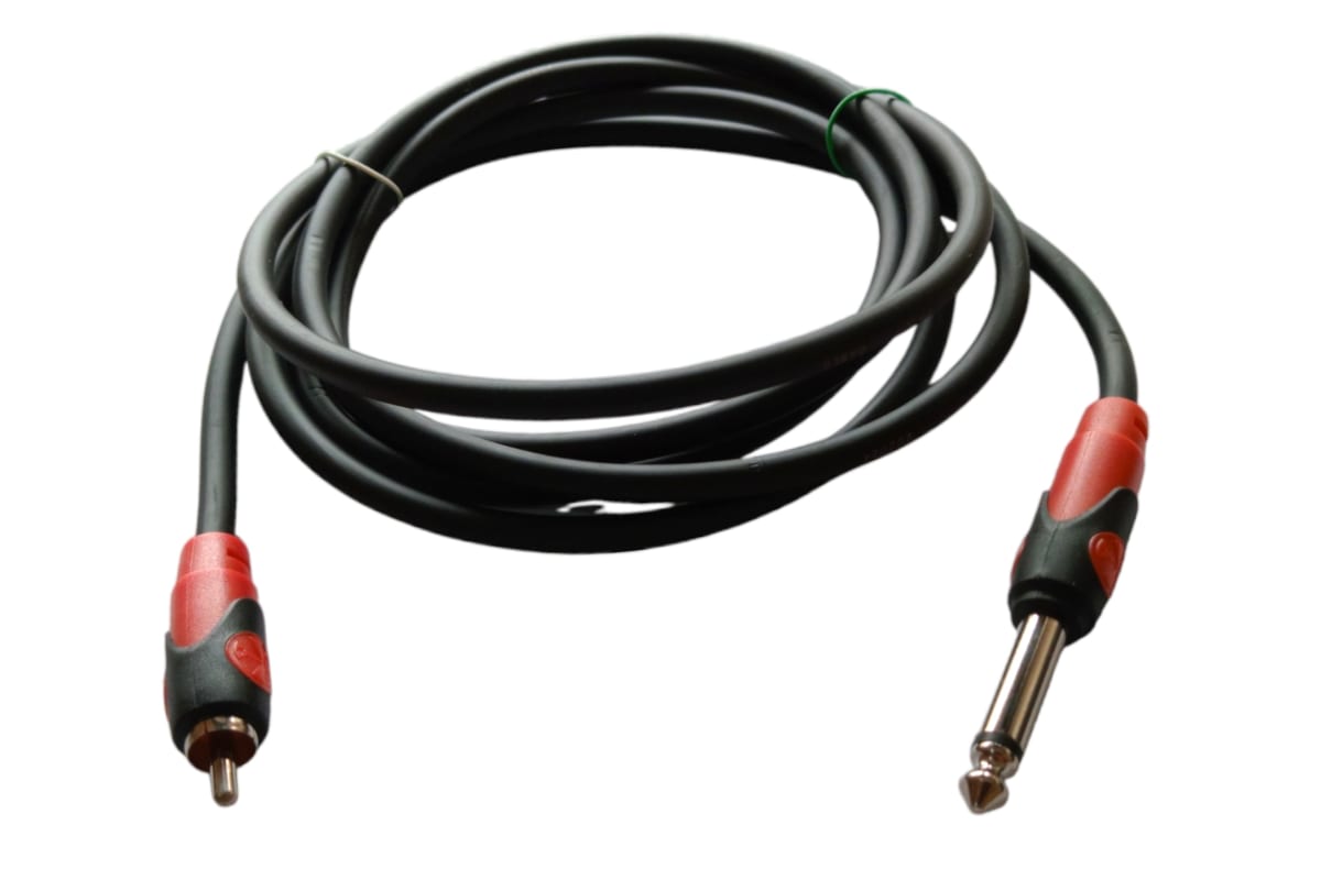CABLE DE AUDIO MONO 2 METROS COLOR NEGRO RCA-M PLUG 6.3mm-M2