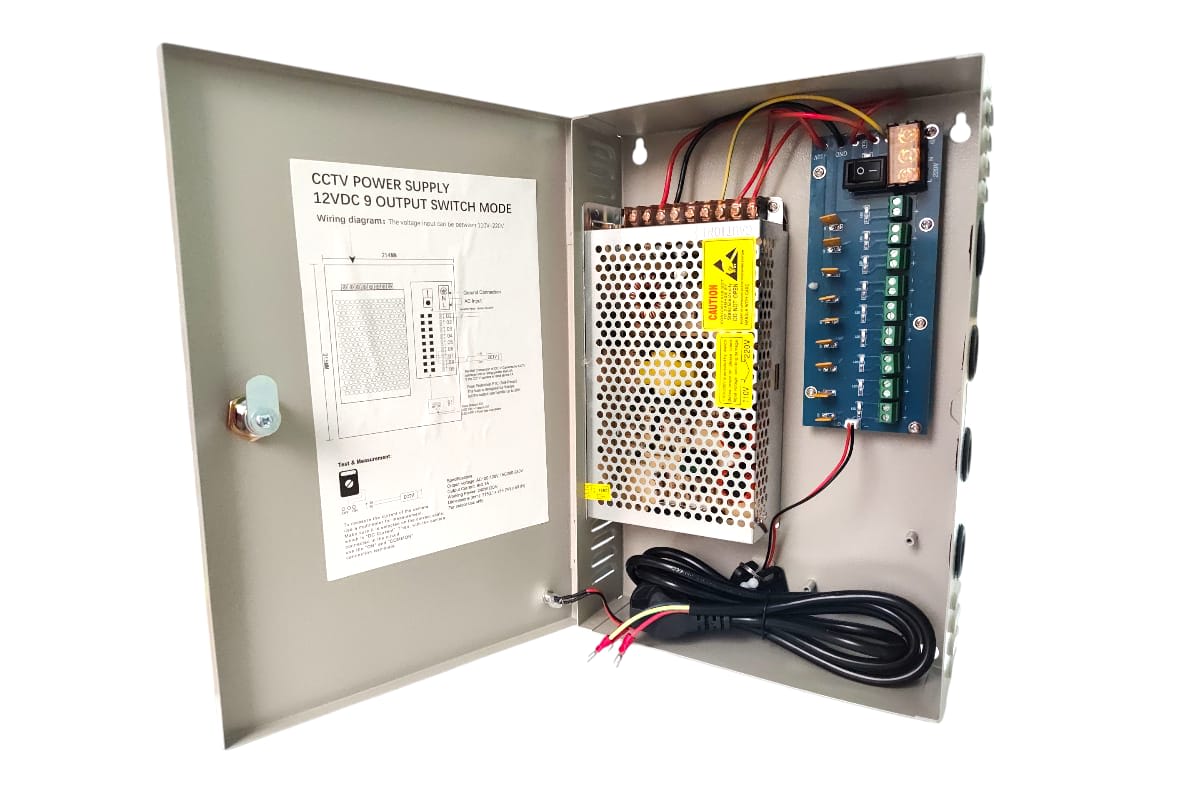 FUENTE DE PODER CON GABINETE 12V 20A 9CH ZKTECO  ZK-20A-9CH2