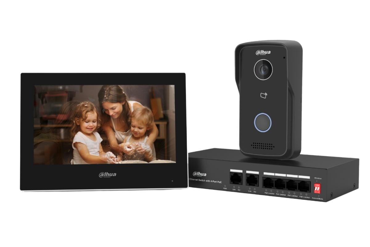 Kit IP Video Portero + Monitor + Switch Poe Dahua DHI-KTP03 0