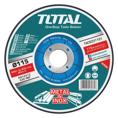 DISCO DE DESBASTE METAL 115x6.9x22.2mm - TOTAL