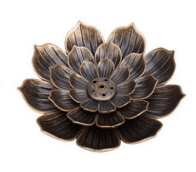 Porta Incienso Flor de Loto bronce