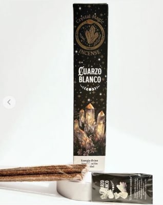 Incienso Dulce con Piedras de Cuarzo Blanco