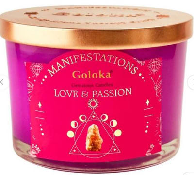 Vela Rosa con Cuarzo Rosa - Amor y Pasión