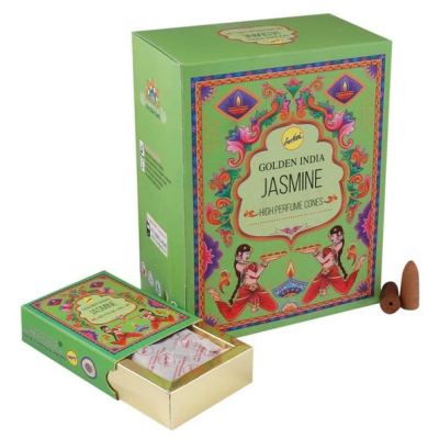Incienso Cascada Golden Indian Jazmín 10 Conos - Sree Vani