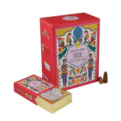 Incienso Cascada Golden Indian Rosa 10 Conos - Sree Vani