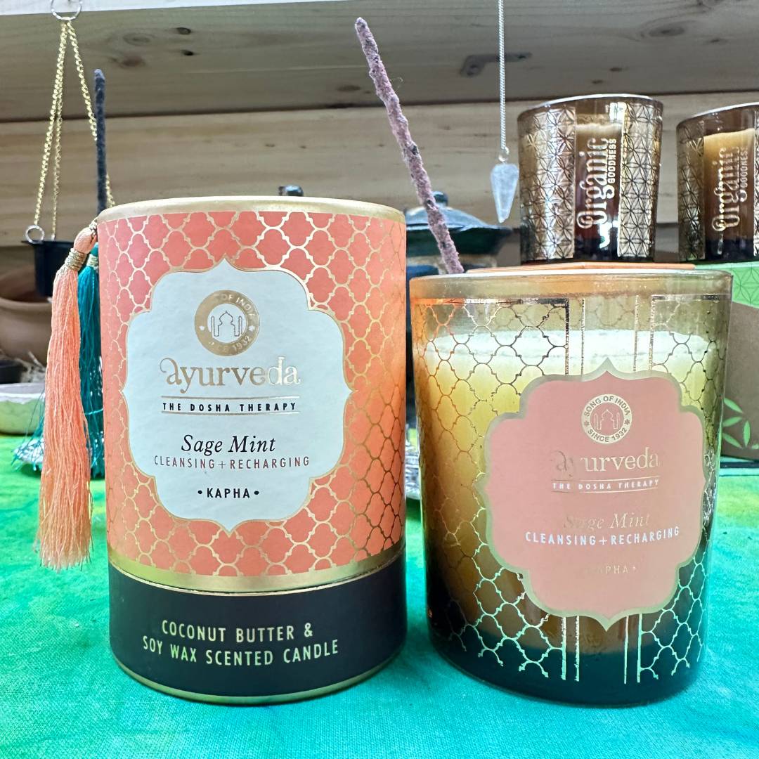 Vela Aromática Ayurveda Salvia Blanca y Menta1