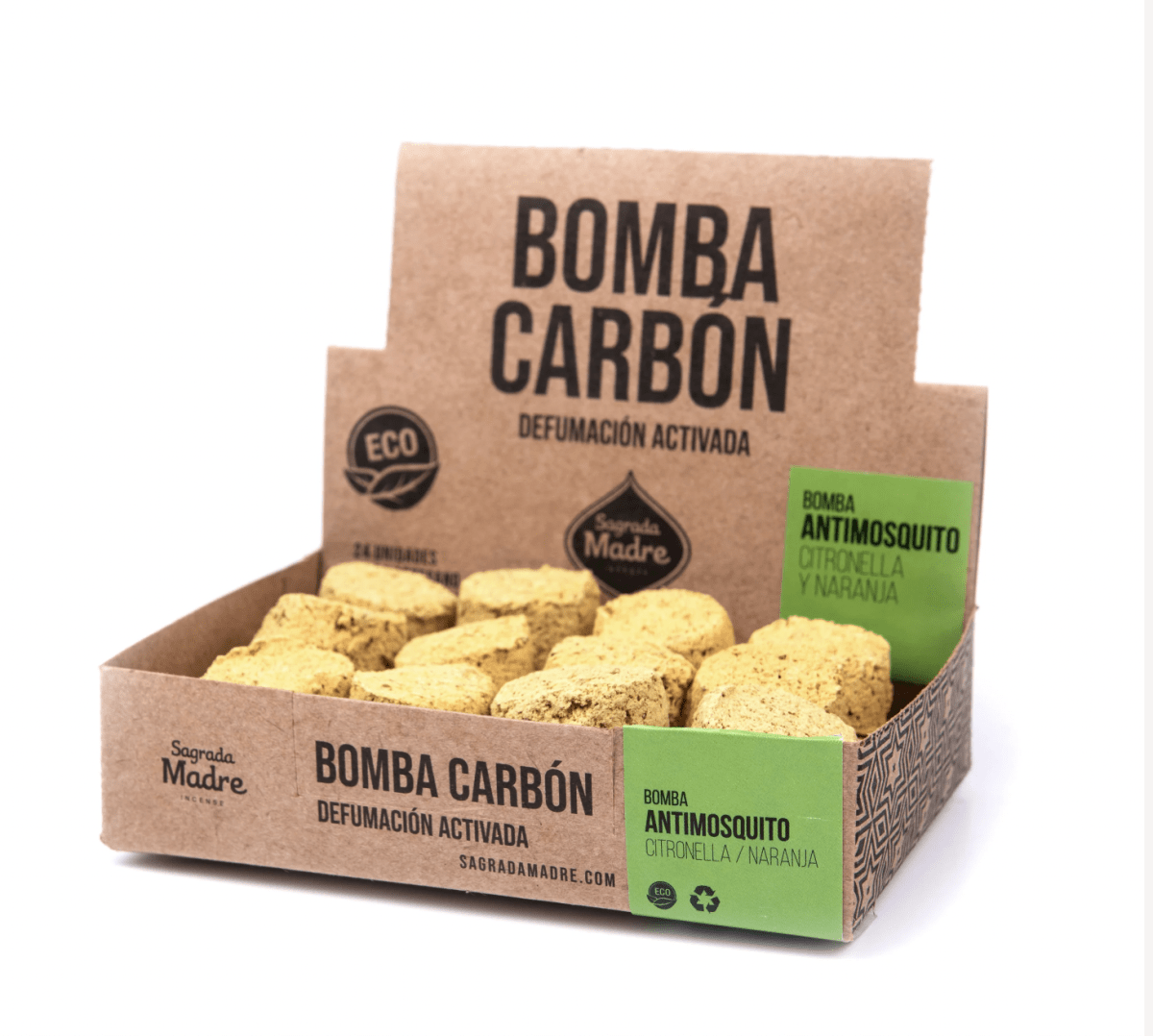 Bomba Carbón Sahumerio Citronella & Naranja Antimosquitos - Sagrada Madre1