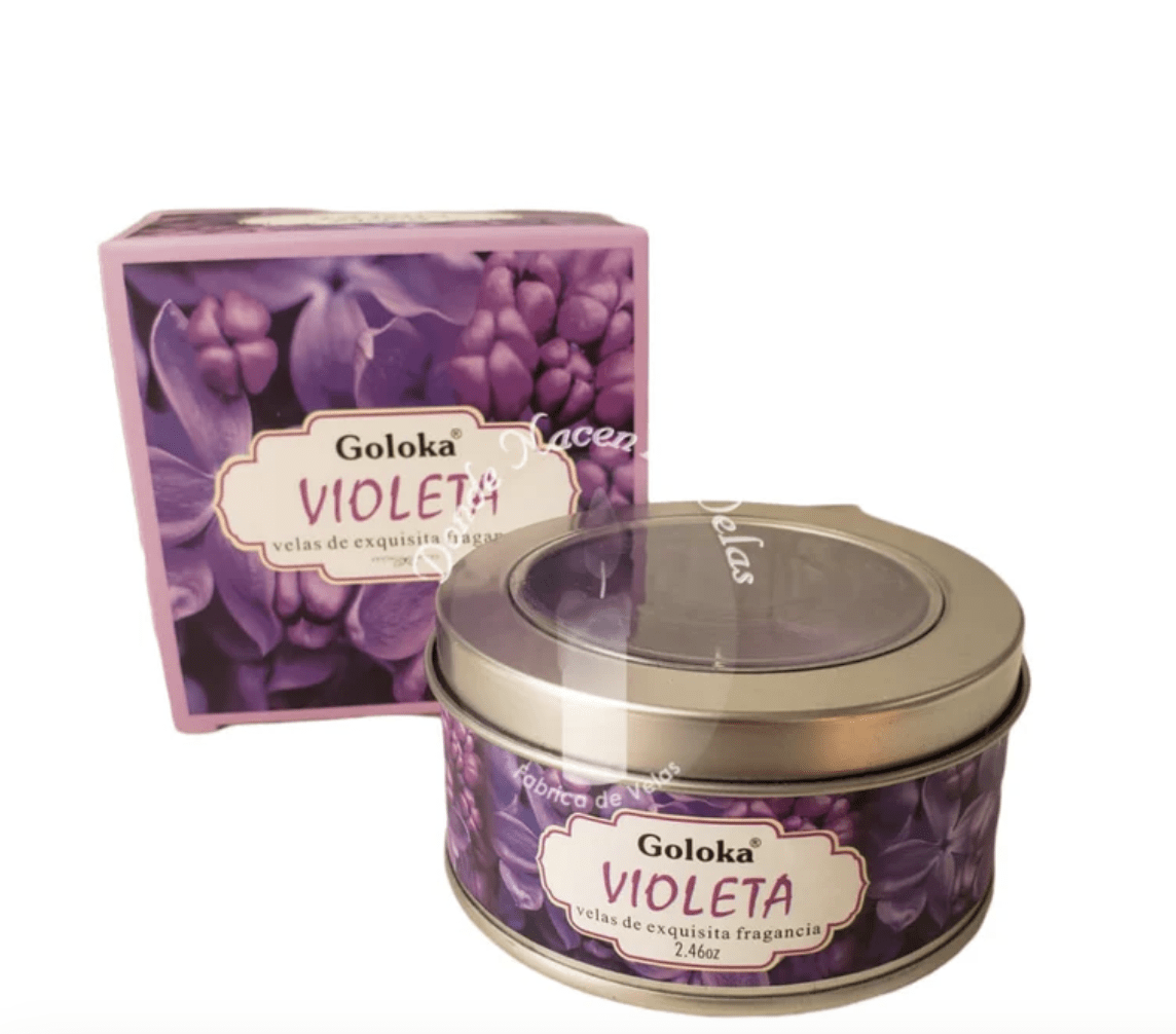 Vela Aromática Violeta - Goloka Lata1