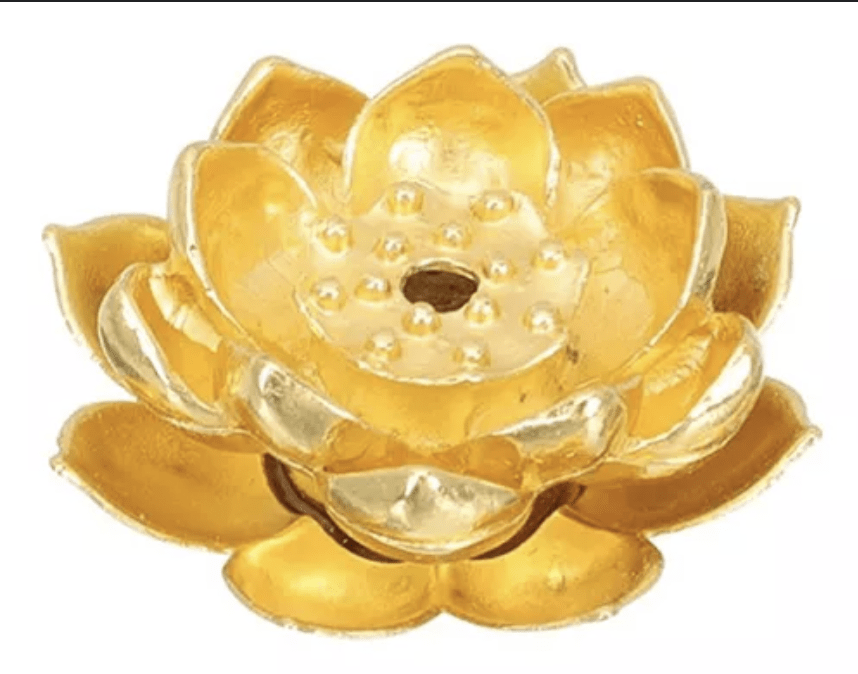 Porta Incienso Flor del Loto Dorado1