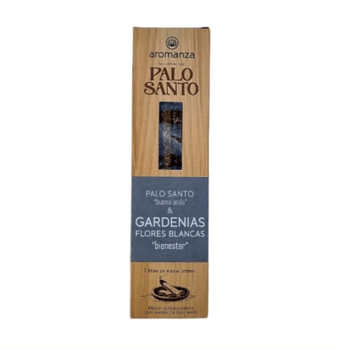 Sahumerio Palo Santo Buena Onda de Gardenia y Flores Blancas - Aromanza1