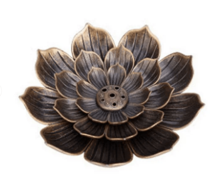 Porta Incienso Flor de Loto bronce1