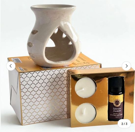 Set Difusor de Cerámica Ayurveda Flor de Jazmín2