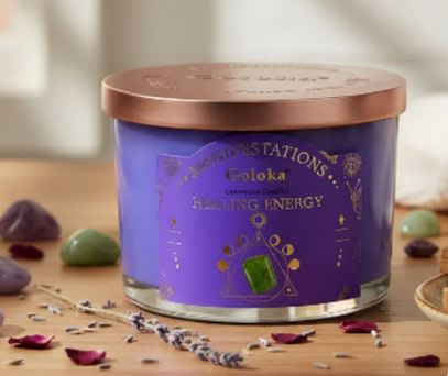 Vela Lavanda con Aventurina Verde - Energía Sanadora3