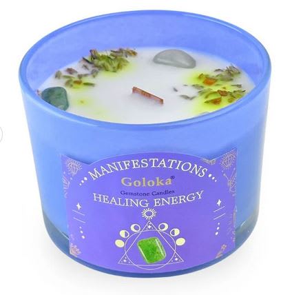 Vela Lavanda con Aventurina Verde - Energía Sanadora2