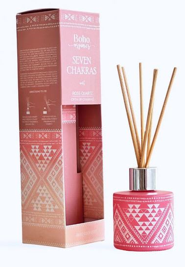 Difusor de Varilla Boho 7 Chakras con Piedra Cuarzo Rosa1