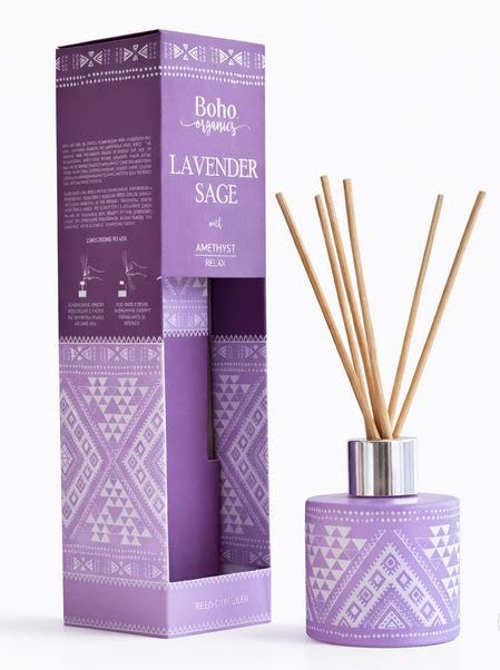 Difusor de Varilla Boho Lavanda Salvia con Piedra Amatista1