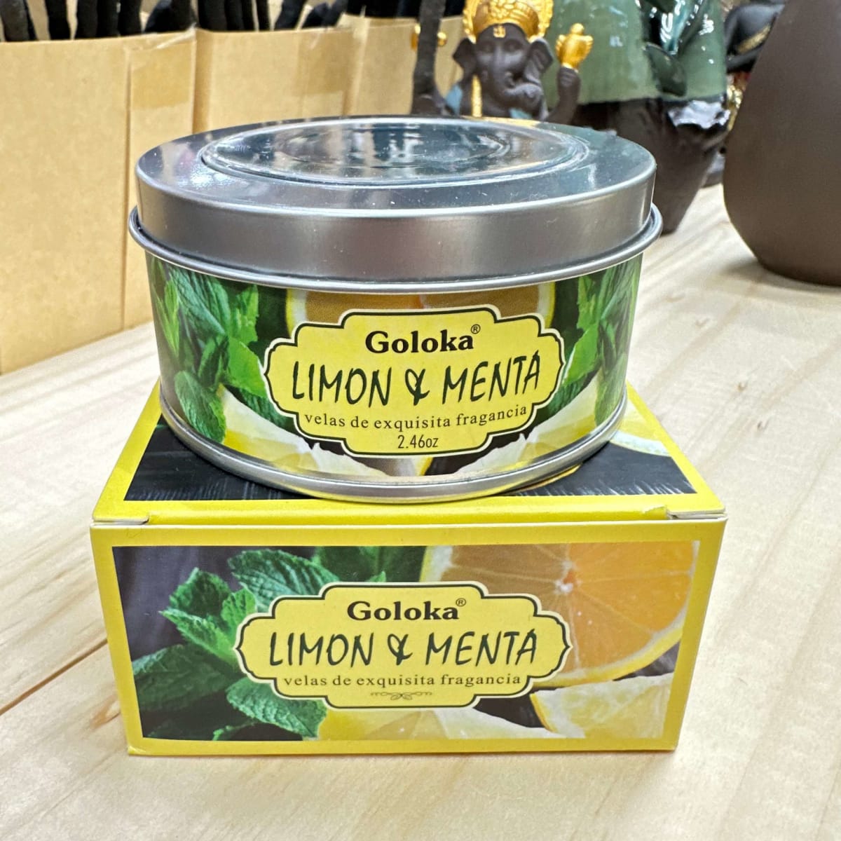 Vela Aromática Limon y Menta - Goloka Lata1