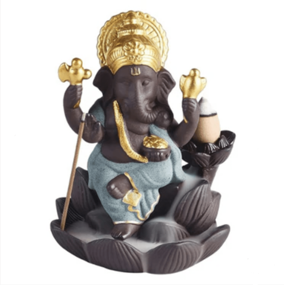 Porta Incienso Cascada Ganesha Verde + 10 inciensos de conos1