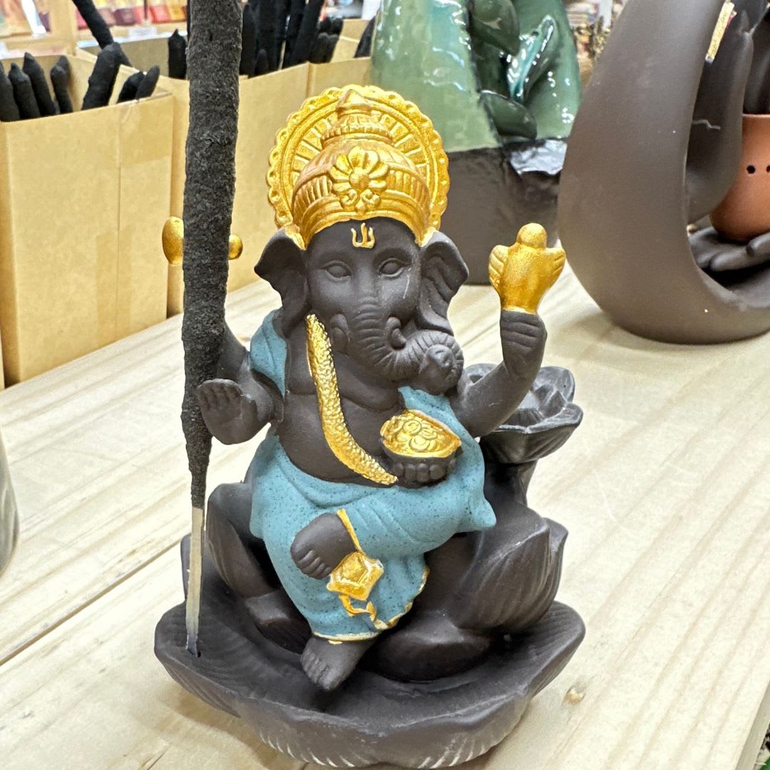 Porta Incienso Cascada Ganesha Verde + 10 inciensos de conos2