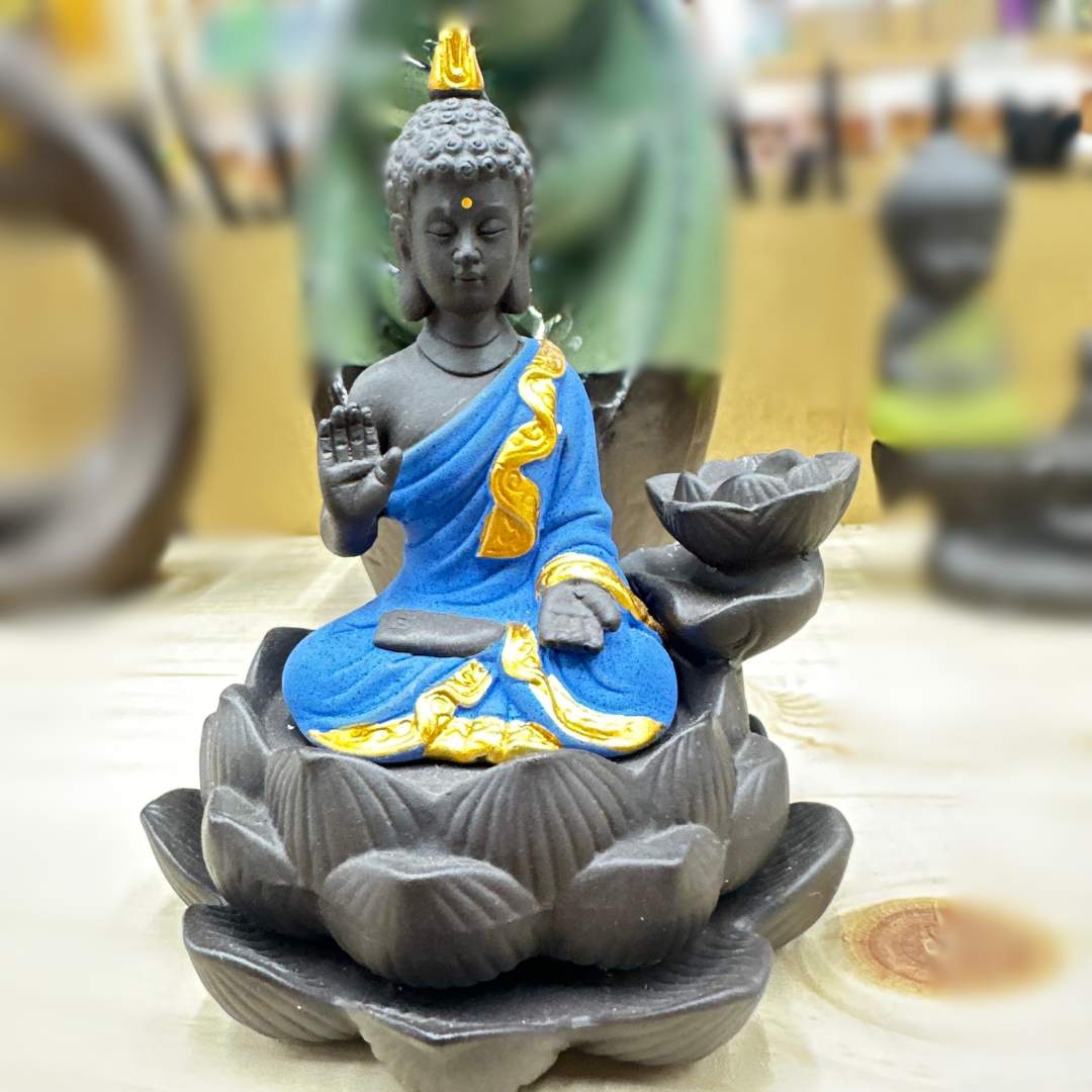 Porta Incienso Cascada Siddharta Azul + 10 inciensos1