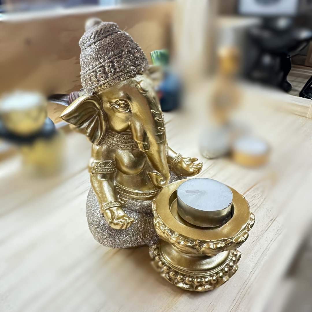 Porta Vela Ganesh Shiny Dorado1