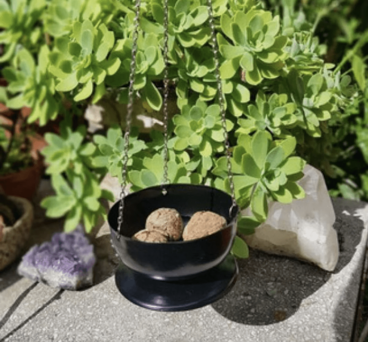 Sahumador Acero Negro Colgante Grande Sagrada Madre4