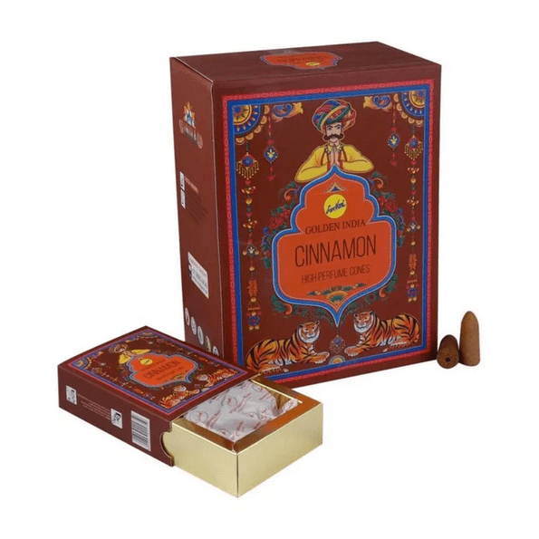 Incienso Cascada Golden Indian Canela 10 Conos - Sree Vani1
