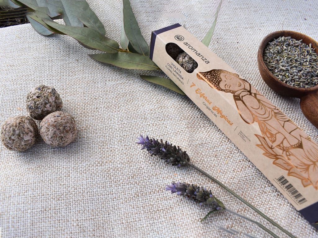 Sahumerio Esfera Organica Violeta Lavanda - Aromanza1