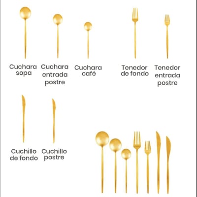 Cubiertos dorados minimal